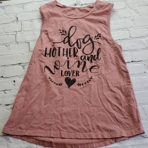 "Dog Mother & Wine Lover" Printed Tank Medium